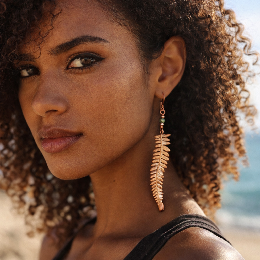 Pendientes Helecho con Aventurina